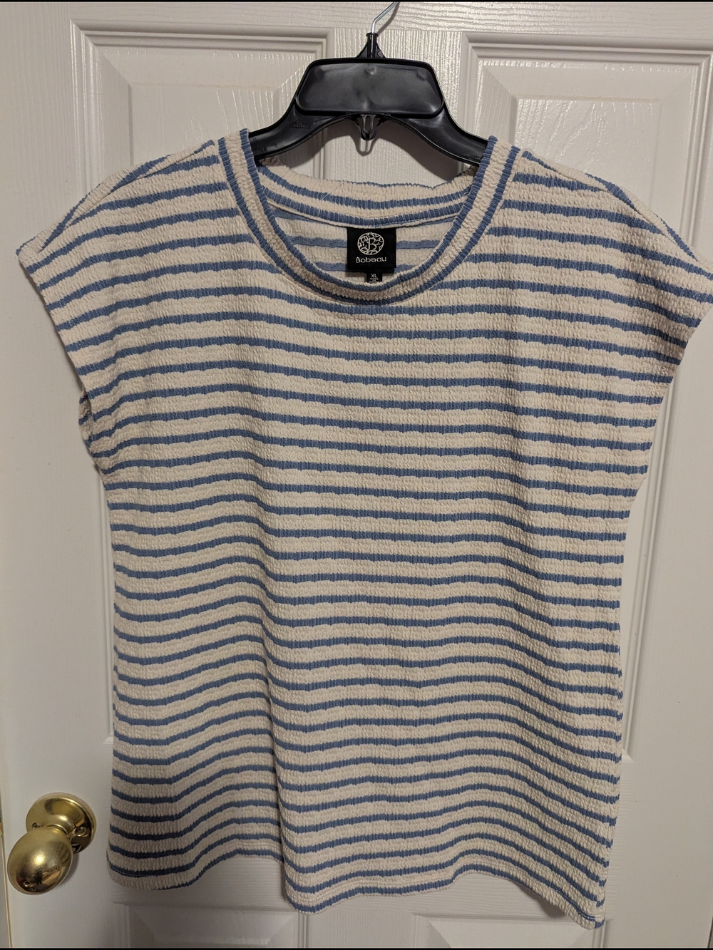 Bobeau Blue & Cream Striped Knit Tank